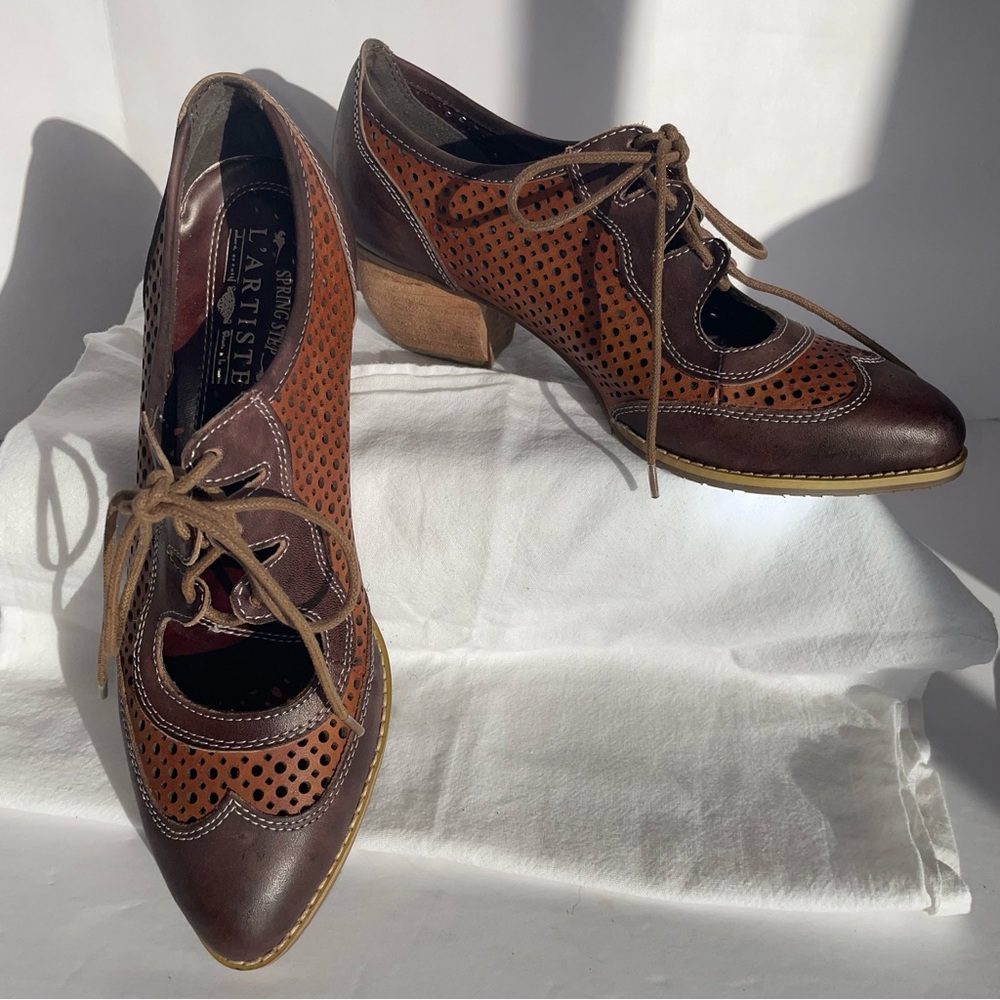 L’Artiste by Spring Step Two Toned Brown Gabriel Oxford Size 40